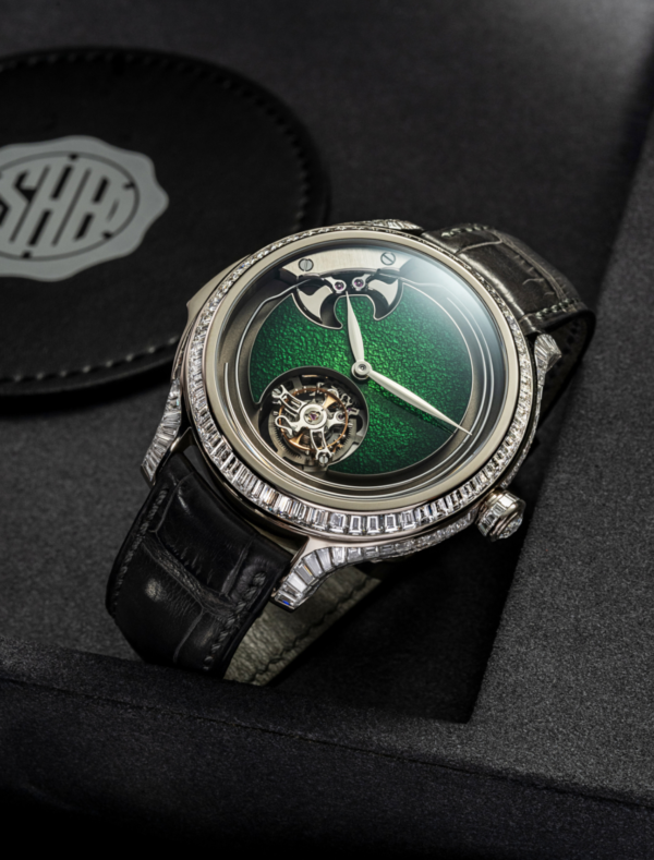H. Moser & Cie Endeavour Concept Minute Repeater Tourbillon Lime Green Enamel Diamonds SHH Edition