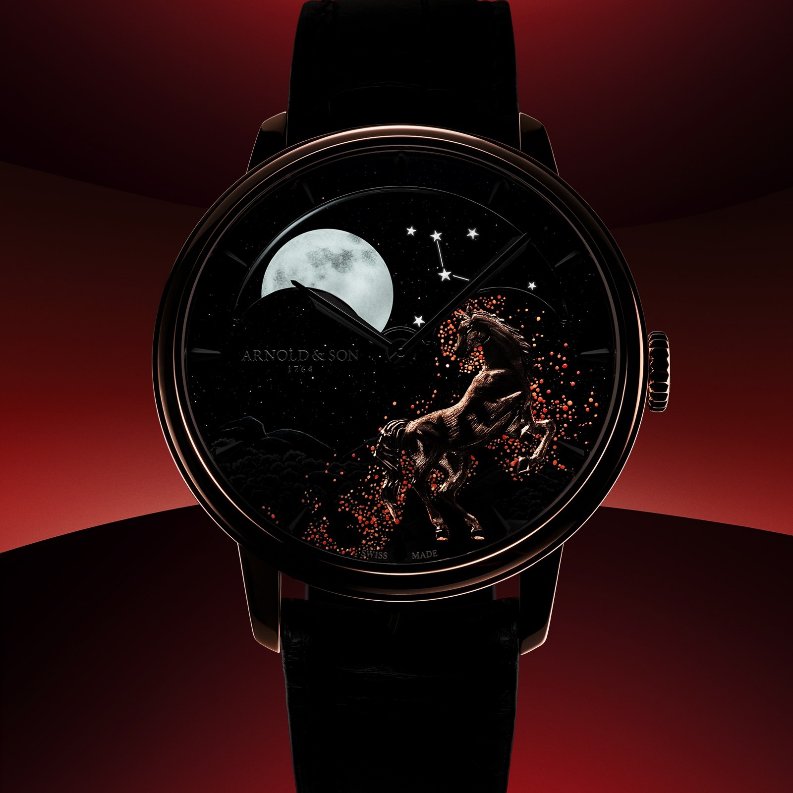Arnold & Son Perpetual Moon 41.5MM Rose Gold Year of the Horse Night